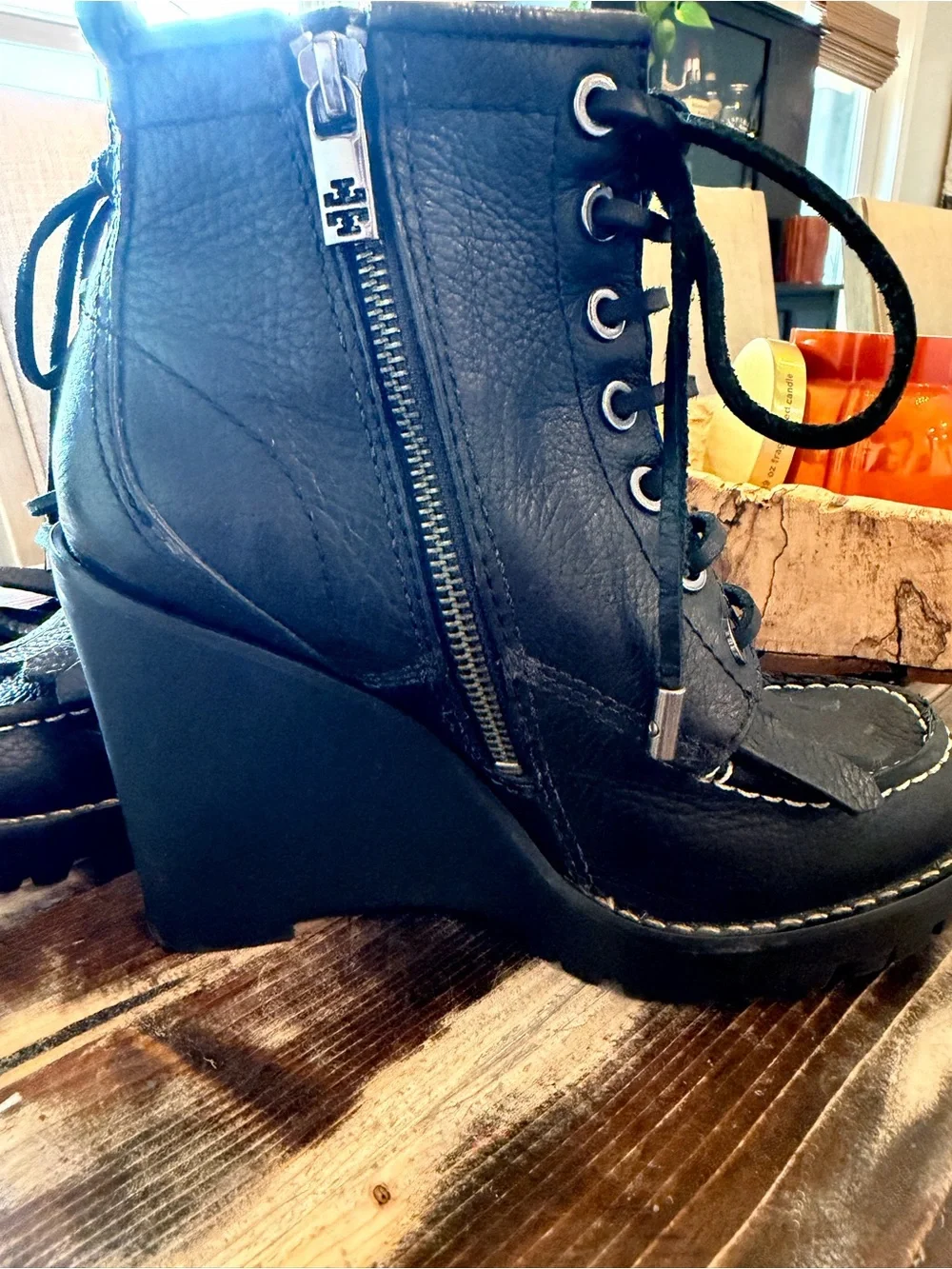 Tory Burch Trigg Boots Kiltie Fringe Wedge